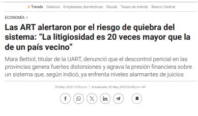 Las ART alertaron por el riesgo de quiebra del sistema: “La litigiosidad es 20 veces mayor que la de un país vecino”