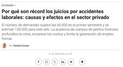 Por qué son récord los juicios por accidentes laborales: causas y efectos en el sector privado