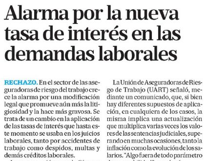 Alarma por la nueva tasa de interés en las demandas laborales