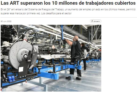 Las ART superaron los 10 millones de trabajadores cubiertos