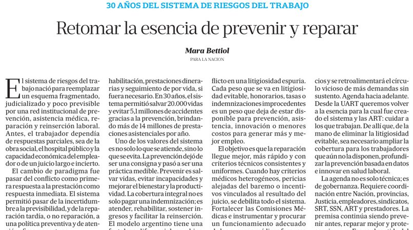 30 años del sistema de riesgos del trabajo. Retomar la esencia de prevenir y reparar.