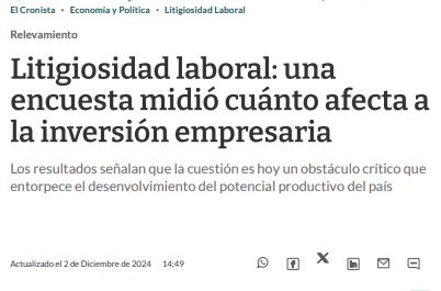 Litigiosidad laboral: una encuesta midió cuánto afecta a la inversión empresaria