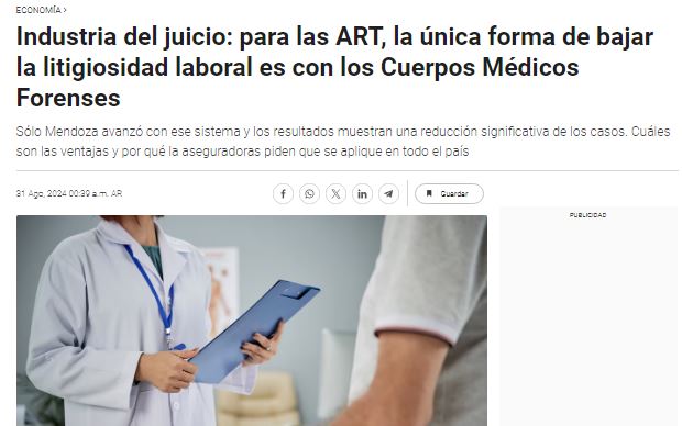 Industria del juicio: para las ART, la única forma de bajar la litigiosidad laboral es con los Cuerpos Médicos Forenses